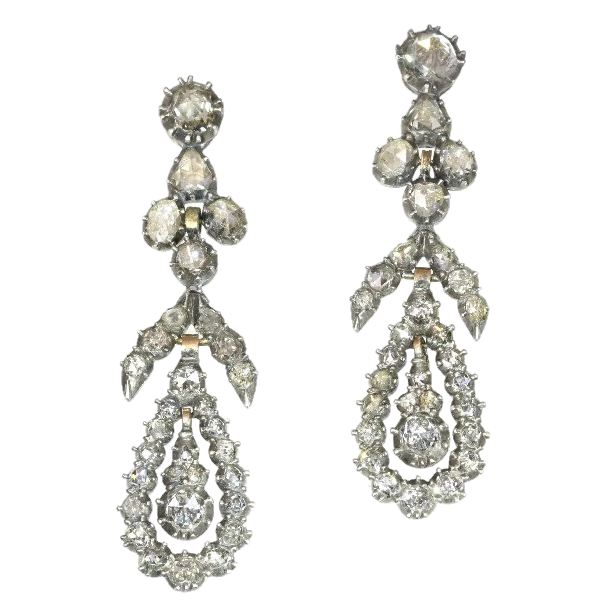 Victorian diamond dangle chandelier earrings 18kt rose gold